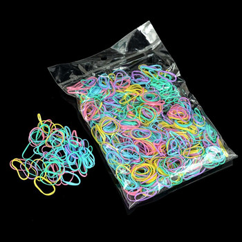 1000 БР. Сладък цветен гумен пръстен Еластични ленти за коса за еднократна употреба Държач за конска опашка Гумени ластики за коса Детски аксесоари за коса