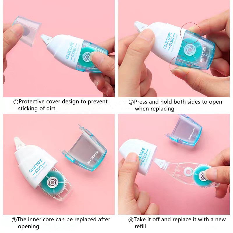 Kreatív kétoldalas ragasztószalag 6 mm x 8 m utántöltőkkel Irodaszerek barkácsszalag Művészeti ragasztó Iskolai irodaszerek