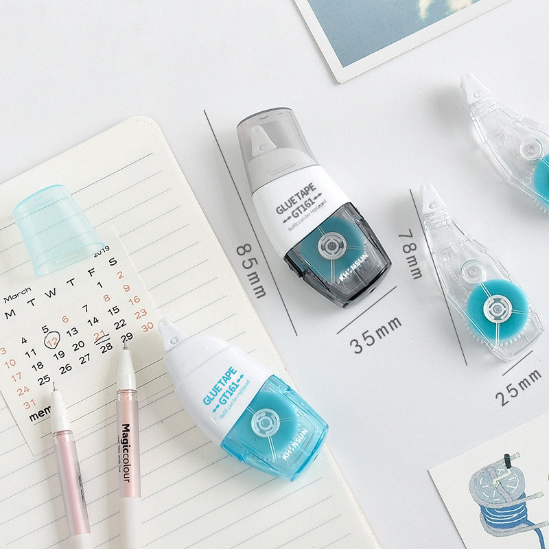 Bandă adezivă dublă reîncărcabilă Bandă adezivă cu role 6mm*8m cu lipici de reîncărcare pentru articole de papetărie DIY