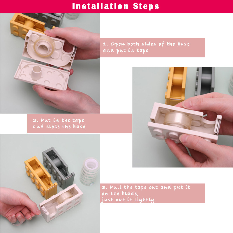 Loominguline paberilindi lõikur Kontori ehitusploki kujuga kirjatarbed Maskeerimislindi hoidik jaotur pesulindi hoiustamine kontoritööriistad