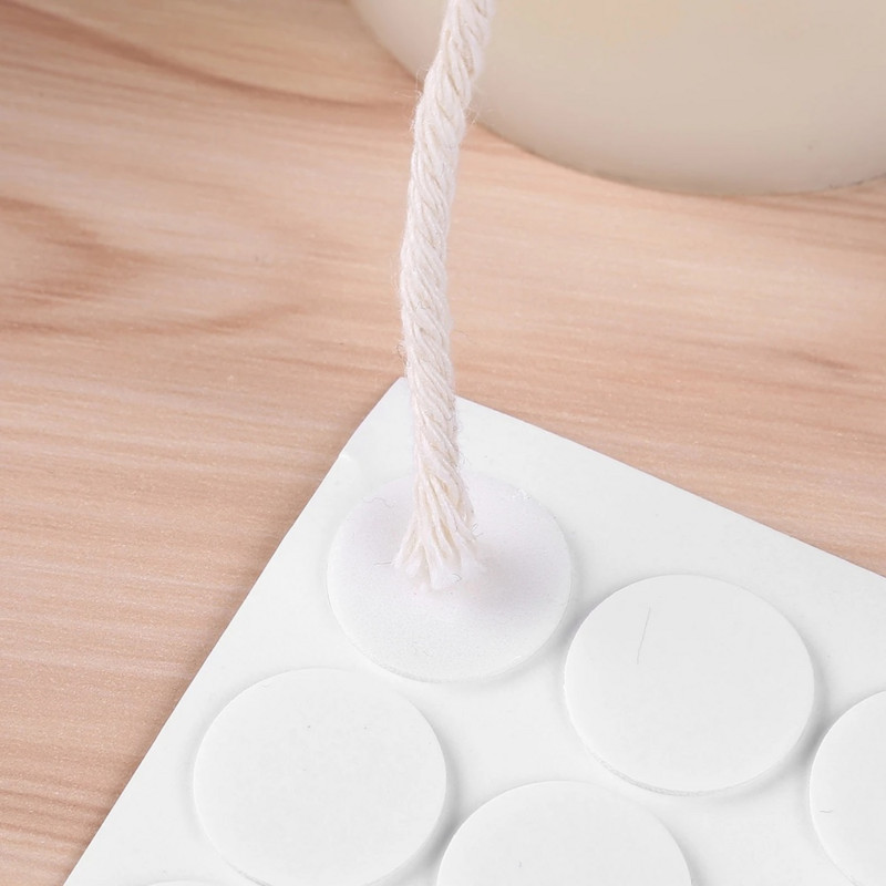 100 τμχ Αυτοκόλλητα με φυτίλι για κερί DIY 20mm Στρογγυλό αφρό διπλής όψης, ανθεκτικό στη θερμότητα κερί Σταθερή βάση βάσης Βάση κατασκευής κεριών