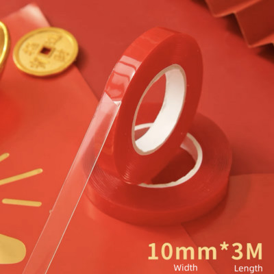 1db piros film kétoldalas ragasztós nanoszalag 10mm 15mm 20mm fotóalbumhoz, naplóhoz, iskolai ünnepi kellékekhez A7268