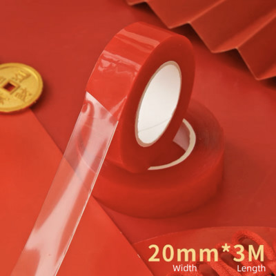 1db piros film kétoldalas ragasztós nanoszalag 10mm 15mm 20mm fotóalbumhoz, naplóhoz, iskolai ünnepi kellékekhez A7268