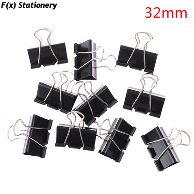 10 vnt/stal. Juodojo metalo segtukai 19 mm/ 25 mm/ 32 mm Užrašai Laiškų sąvaržėlė Biuro reikmenų segtuvai Tvirtinimo segtukai