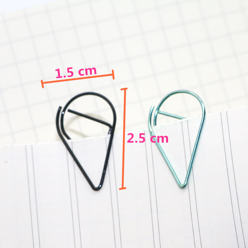 60 vnt 6 spalvų metalo medžiaga lašo formos sąvaržėlės Juokingos Kawaii žymės Office Shool raštinės reikmenų žymėjimo segtukai