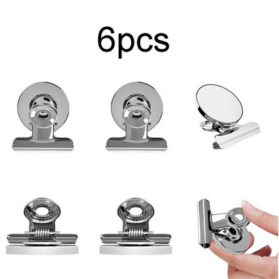 6 buc. Agrafe magnetice rotunde din metal, negru/argintiu, 30 mm, pentru magneți de frigider, rețete de perete, note de memorare, suport pentru mesaje, clemă, consumabile de birou