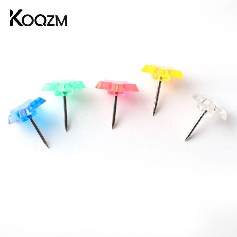 50/100 tk Pentagrammi kujuga plastikust korktahvel Ohutus värvilised surunõelad Pöidlad Kontori tarvikud Koolitarvikud