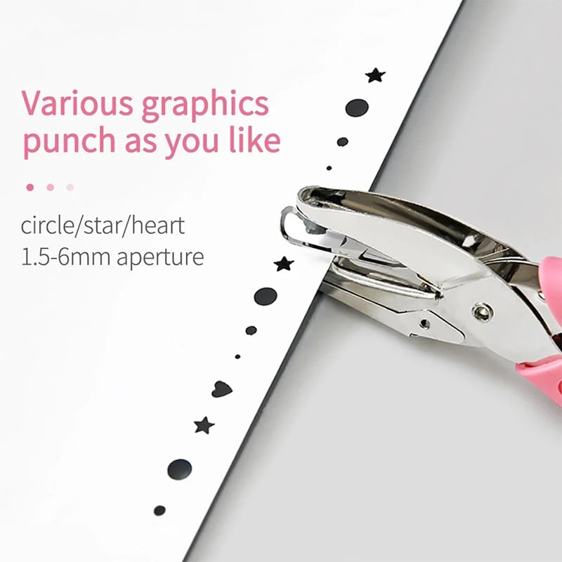 Käepideme augustaja 1,5 mm/3 mm/5,5 mm/5 mm/6 mm paberipuncher DIY lahtiste lehtedega paberilõikur, ühe auguga stants scrapbookingi tööriistade jaoks väljas