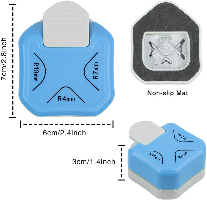 3 u 1 Kutni zaobljeni bušilica za bušenje rupa 4/7/10 mm/skošenje/ljepotan oblik 3-smjerni papir DIY rezač foto kartica Izrada spomenara
