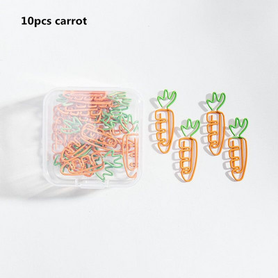 MINKYS Kawaii 10 τεμ./παρτίδα Strawberry Lemon Carrot Μεταλλικό κλιπ Χριστουγεννιάτικο Τραγούδι Διακοσμητικό σελιδοδείκτη Κλιπ βιβλιοδεσίας Χαρτικά