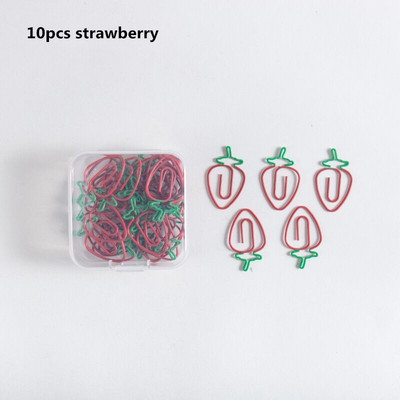 MINKYS Kawaii 10 τεμ./παρτίδα Strawberry Lemon Carrot Μεταλλικό κλιπ Χριστουγεννιάτικο Τραγούδι Διακοσμητικό σελιδοδείκτη Κλιπ βιβλιοδεσίας Χαρτικά