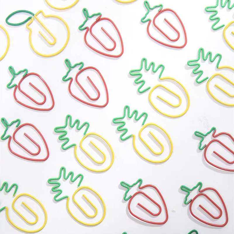 MINKYS Kawaii 10 τεμ./παρτίδα Strawberry Lemon Carrot Μεταλλικό κλιπ Χριστουγεννιάτικο Τραγούδι Διακοσμητικό σελιδοδείκτη Κλιπ βιβλιοδεσίας Χαρτικά