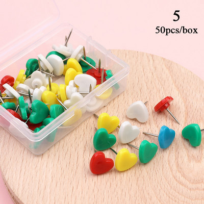 50db/doboz Szív alakú műanyag minőségi parafa tábla biztonsági színes nyomógombos csapok Irodai kellékek Iskolai kellékek