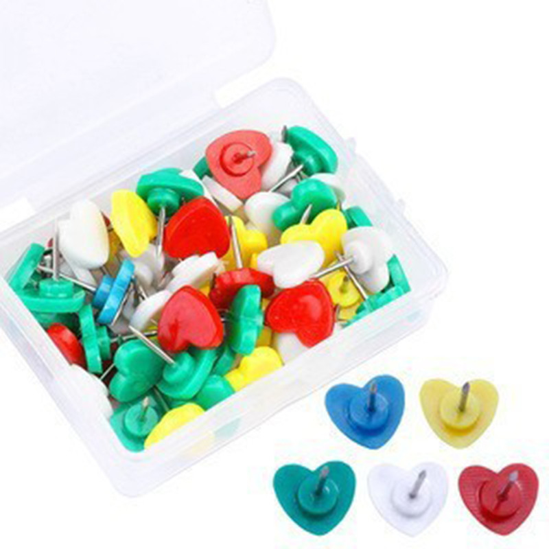 50db/doboz Szív alakú műanyag minőségi parafa tábla biztonsági színes nyomógombos csapok Irodai kellékek Iskolai kellékek