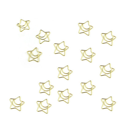 15 kom/kutija Zlatna zvijezda Mjesec Metalne spajalice za knjige Za vezivo markera za knjige Foto Memo Stezaljka Pribor za pisanje Školski uredski pribor