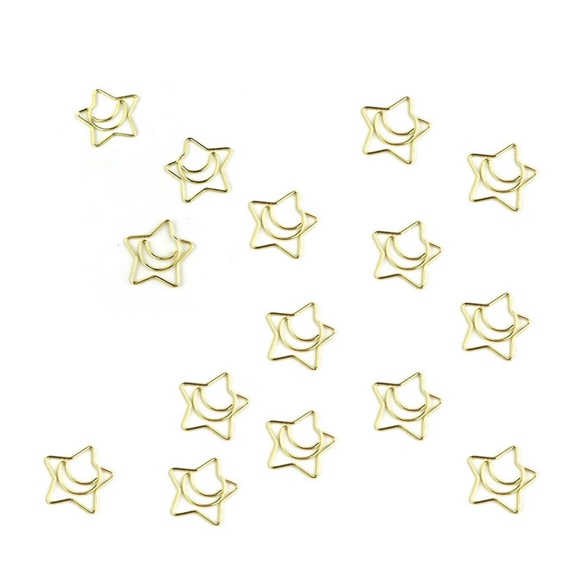 15 kom/kutija Zlatna zvijezda Mjesec Metalne spajalice za knjige Za vezivo markera za knjige Foto Memo Stezaljka Pribor za pisanje Školski uredski pribor
