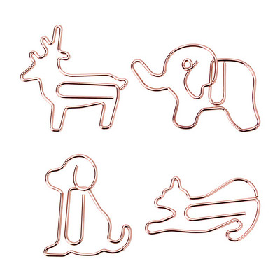 20 buc. Agrafe de hârtie drăguțe în formă de elefant din aur roz Semne de carte Notă foto Clip pentru bilete Papetarie Rechizite școlare Cadouri