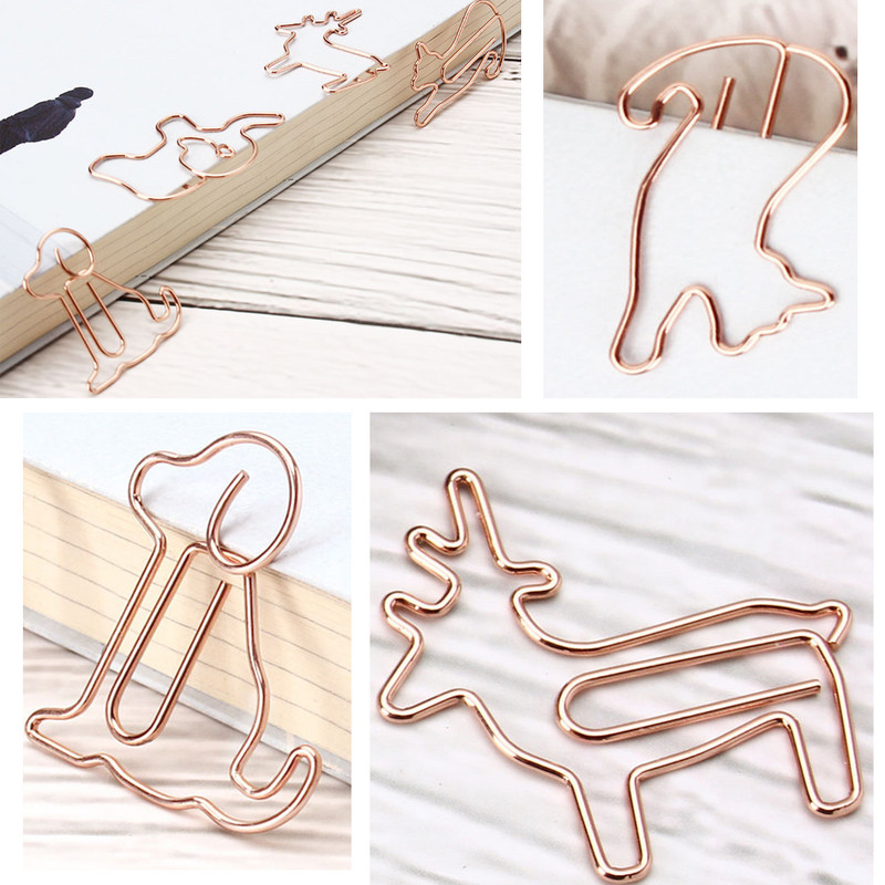 20 buc. Agrafe de hârtie drăguțe în formă de elefant din aur roz Semne de carte Notă foto Clip pentru bilete Papetarie Rechizite școlare Cadouri