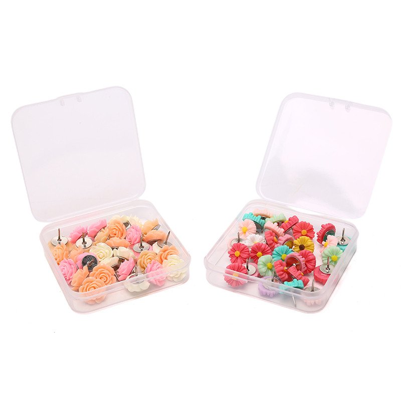 30 kom/kutija Slatki cvijet ruže Ukrasne kopče Plutene igle za ploču za uredske školske papire