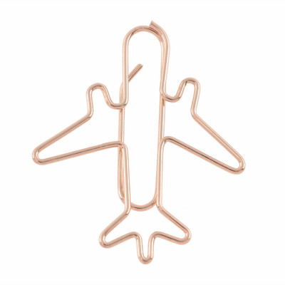 12 db/doboz repülőgép formájú aranyos rózsa arany gemkapcsok könyvjelzők fényképes jegyzettartó irodai kellékek dekoráció