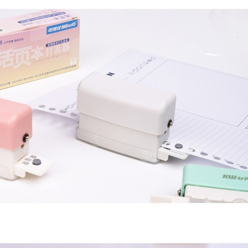 6 skylučių perforatorius popieriniam popieriui, skirtas A4 A5 B5 popieriui, „pasidaryk pats“ apvalus skylių perforatorius iškarpų knygelės nešiojamojo kompiuterio įrišimo raštinės reikmenų nešiojamasis įrankis