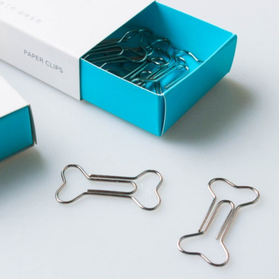 12 buc/cutie Semn de carte din oase Kawaii agrafă metal pentru decorare pentru cărți de culoare argintie, notă de decorare, agrafă, articole de papetărie