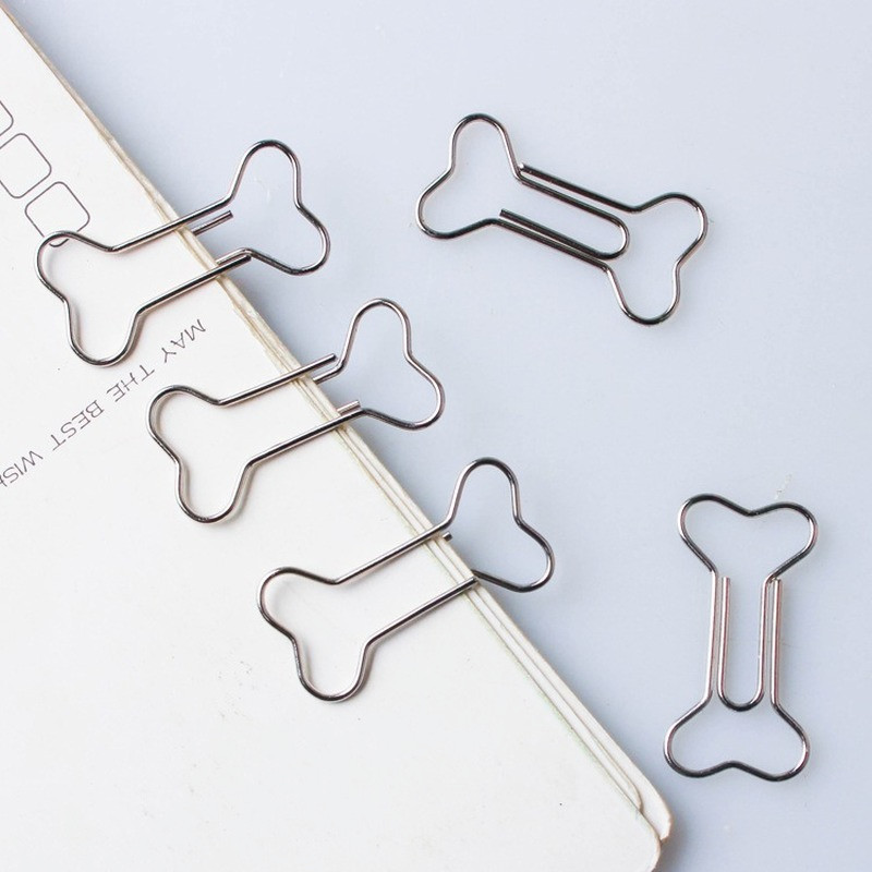 12 buc/cutie Semn de carte din oase Kawaii agrafă metal pentru decorare pentru cărți de culoare argintie, notă de decorare, agrafă, articole de papetărie