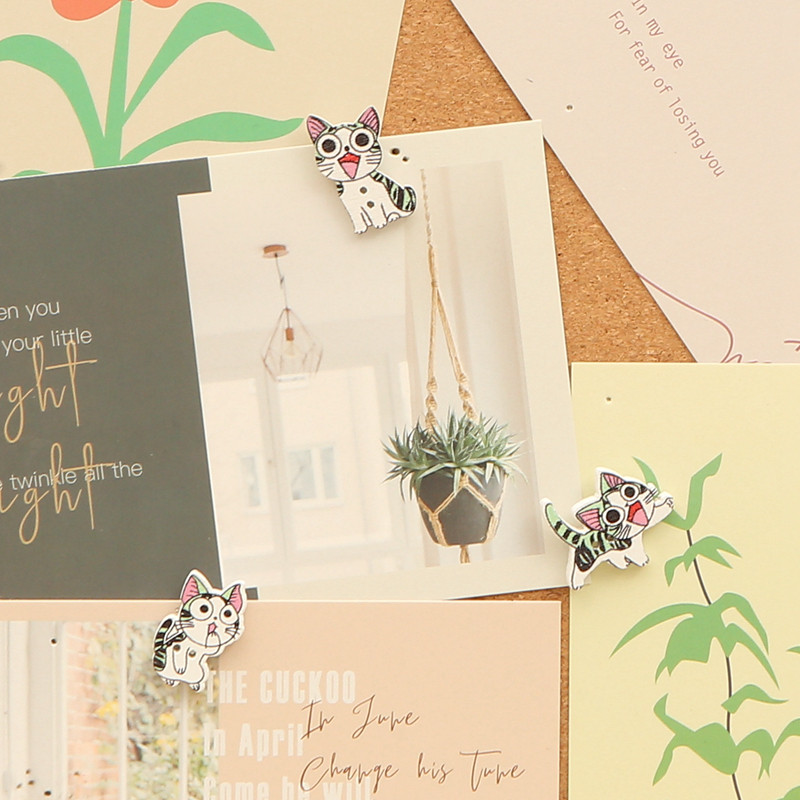 MOGII Διακοσμητικές καρφίτσες γραφικής ύλης Χαριτωμένα ξύλινα πινέζες Χαρτί Χάρτης Πίνακας φελλού Kawaii Cat Push Pins Είδη γραφείου και σχολικά