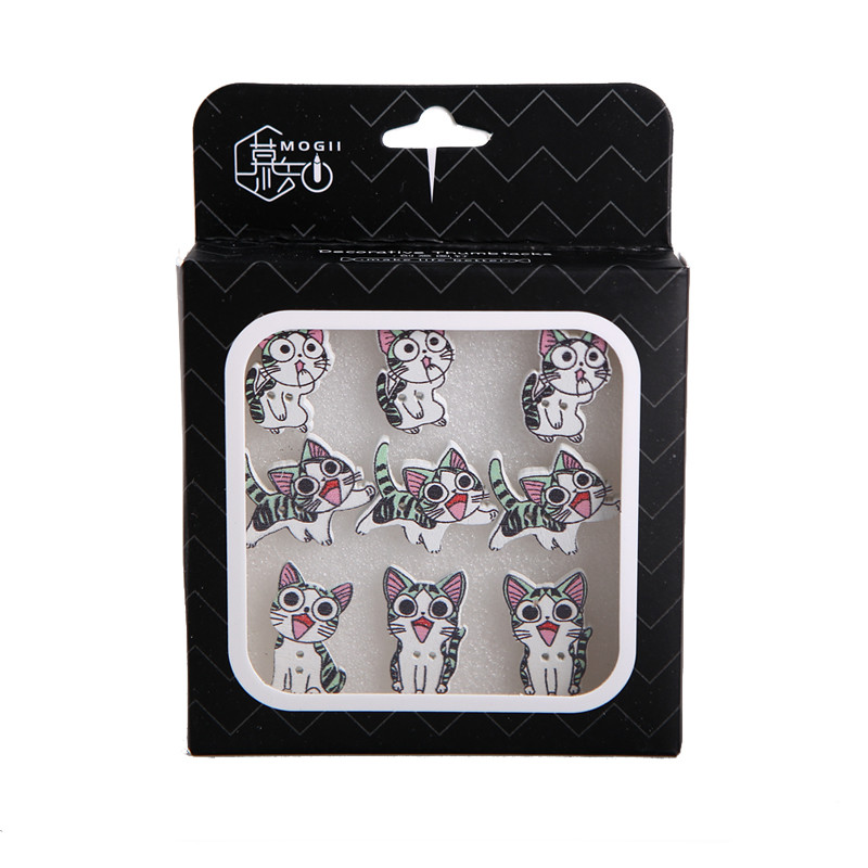 MOGII Διακοσμητικές καρφίτσες γραφικής ύλης Χαριτωμένα ξύλινα πινέζες Χαρτί Χάρτης Πίνακας φελλού Kawaii Cat Push Pins Είδη γραφείου και σχολικά