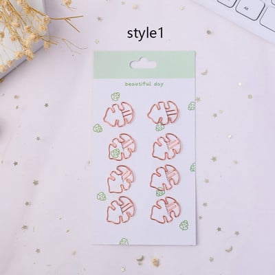 8 τεμ./σετ Χαριτωμένα χρυσά μεταλλικά κλιπ κοίλη βελόνα σελιδοδείκτης απόδειξης εγγράφου συνδετήρες γραφείου Εκμάθηση κλιπ