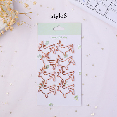 8 τεμ./σετ Χαριτωμένα χρυσά μεταλλικά κλιπ κοίλη βελόνα σελιδοδείκτης απόδειξης εγγράφου συνδετήρες γραφείου Εκμάθηση κλιπ