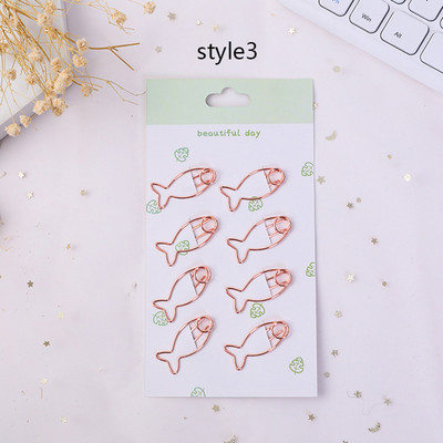 8 τεμ./σετ Χαριτωμένα χρυσά μεταλλικά κλιπ κοίλη βελόνα σελιδοδείκτης απόδειξης εγγράφου συνδετήρες γραφείου Εκμάθηση κλιπ