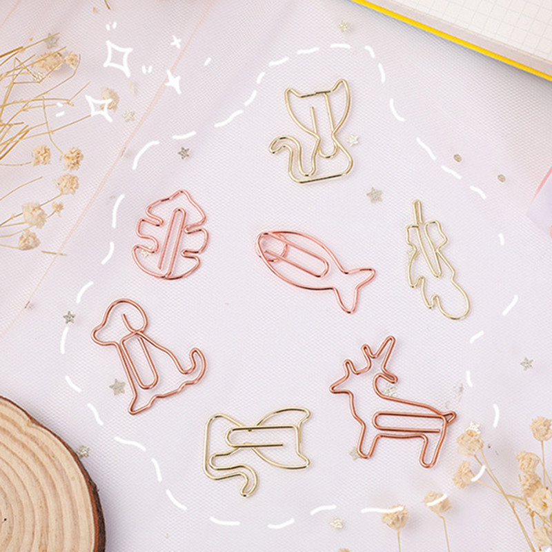 8 τεμ./σετ Χαριτωμένα χρυσά μεταλλικά κλιπ κοίλη βελόνα σελιδοδείκτης απόδειξης εγγράφου συνδετήρες γραφείου Εκμάθηση κλιπ