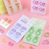 1 paket Lytwtw's Cartoon Creative Mrkva Ananas limun Patka Svinja Metalni uredski školski pribor Slatke spajalice Poklon