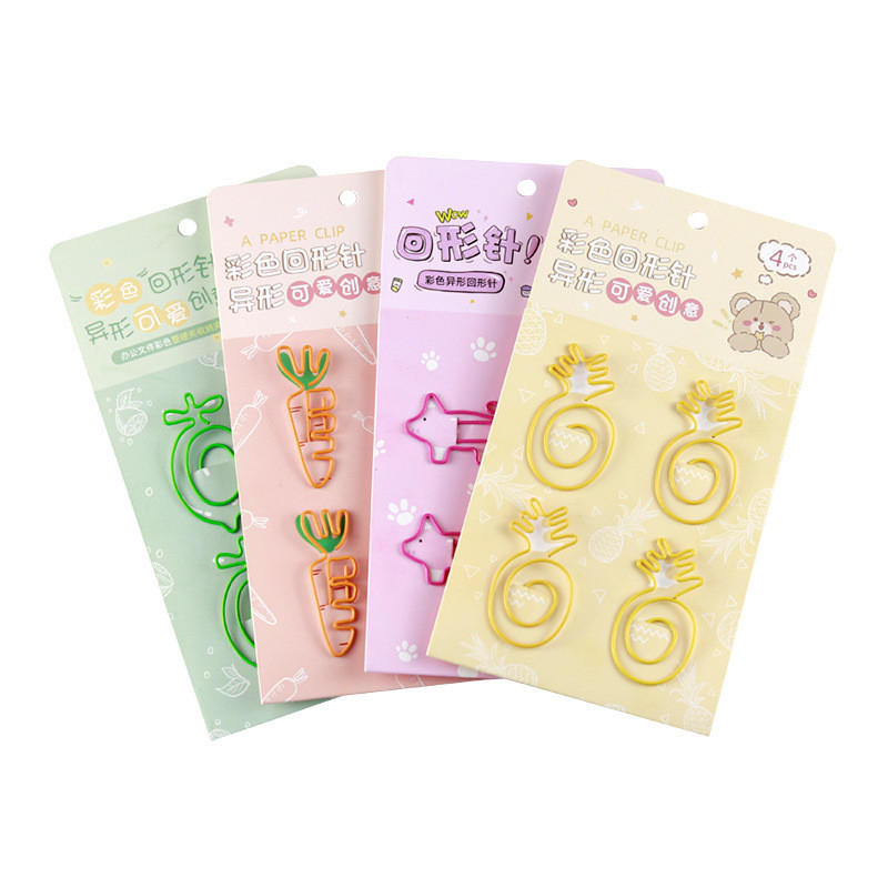 1 paket Lytwtw's Cartoon Creative Mrkva Ananas limun Patka Svinja Metalni uredski školski pribor Slatke spajalice Poklon
