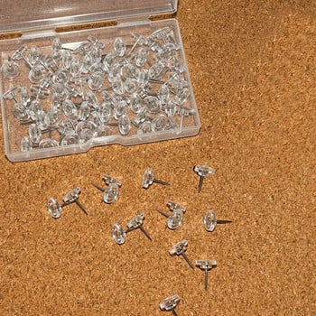 50/100Pcs/Box Push Pins Thumb Thumbtack Board Pins Σχέδιο φωτογραφιών καρφιά τοίχου Σχολικά είδη γραφείου Χαρτικά Διαφανές μαύρο