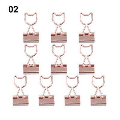 10 τμχ Χαριτωμένο κλιπ σε σχήμα λουλουδιού γάτας με μεταλλικό συνδετικό ροζ χρυσό για βιβλίο Διακοσμητικό κλιπ σημειώσεις Κλιπ βιβλιοδεσίας επιστολών
