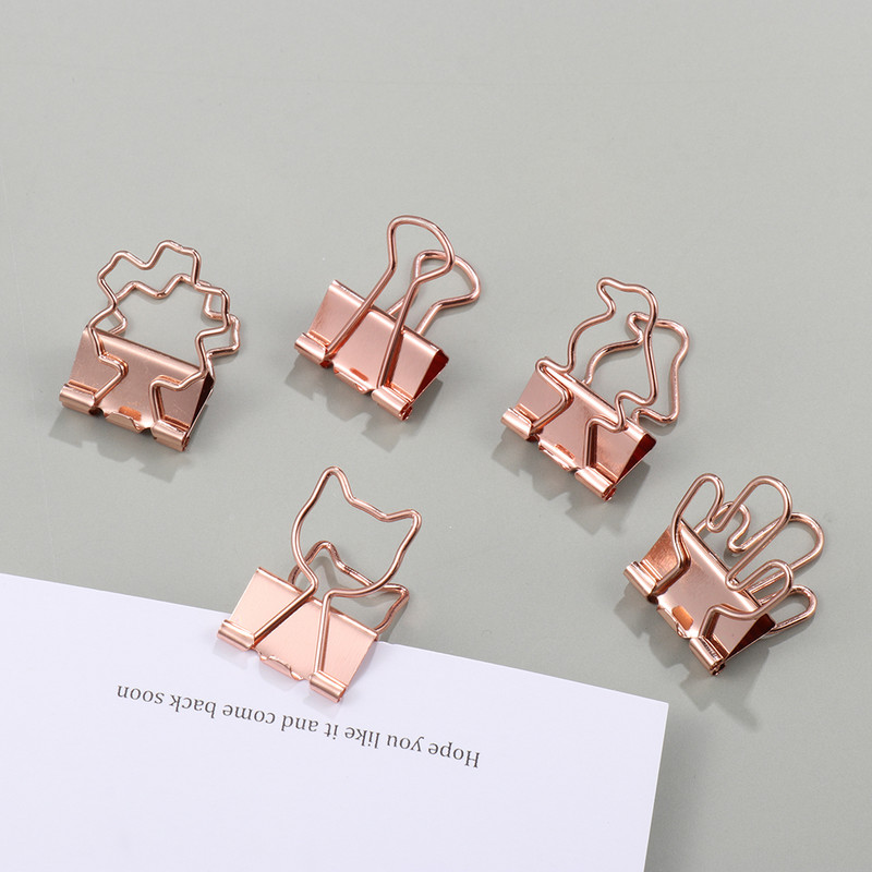 10 τμχ Χαριτωμένο κλιπ σε σχήμα λουλουδιού γάτας με μεταλλικό συνδετικό ροζ χρυσό για βιβλίο Διακοσμητικό κλιπ σημειώσεις Κλιπ βιβλιοδεσίας επιστολών
