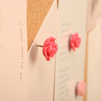 MOGII 16 τεμ./Κουτί Χαριτωμένο τριαντάφυλλο καρφίτσες σχεδίασης Διακοσμητικές πινέζες Καρφίτσες σανίδας φελλού για σχολικά είδη γραφείου