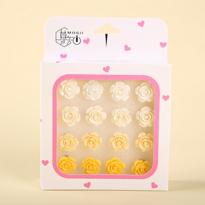 MOGII 16 kom/kutija Slatke pribadače s cvijetom ruže Ukrasne pribadače Pribadače za plutenu ploču za uredski školski pribor