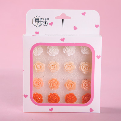 MOGII 16 kom/kutija Slatke pribadače s cvijetom ruže Ukrasne pribadače Pribadače za plutenu ploču za uredski školski pribor