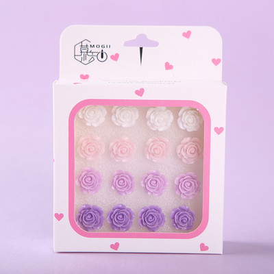 MOGII 16 kom/kutija Slatke pribadače s cvijetom ruže Ukrasne pribadače Pribadače za plutenu ploču za uredski školski pribor