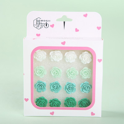 MOGII 16 kom/kutija Slatke pribadače s cvijetom ruže Ukrasne pribadače Pribadače za plutenu ploču za uredski školski pribor