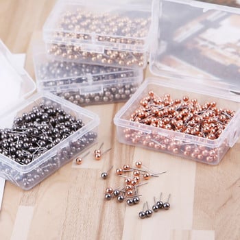 400 ΤΕΜ Χρυσό Ασημί Χρώμα Χάρτης Καρφίτσες Push Pins, με στρογγυλή πλαστική κεφαλή και ατσάλινα καρφίτσες αντίχειρα Pin Office School