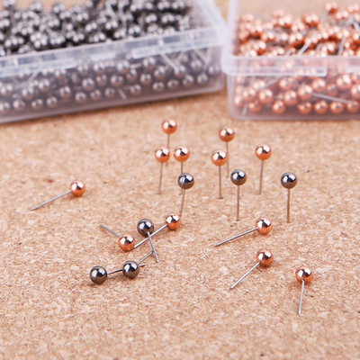 400 ΤΕΜ Χρυσό Ασημί Χρώμα Χάρτης Καρφίτσες Push Pins, με στρογγυλή πλαστική κεφαλή και ατσάλινα καρφίτσες αντίχειρα Pin Office School