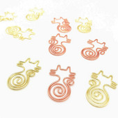 5 bucăți de desene animate scobite agrafe de hârtie în formă de pisică Agrafe pentru notițe Semn de carte din metal Noutate Rechizite de legare pentru birou și școală