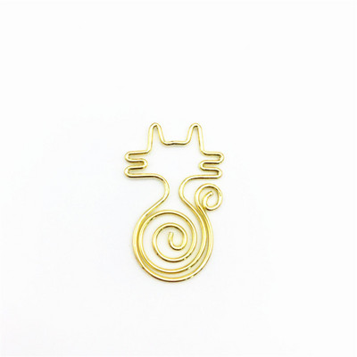 5 bucăți de desene animate scobite agrafe de hârtie în formă de pisică Agrafe pentru notițe Semn de carte din metal Noutate Rechizite de legare pentru birou și școală