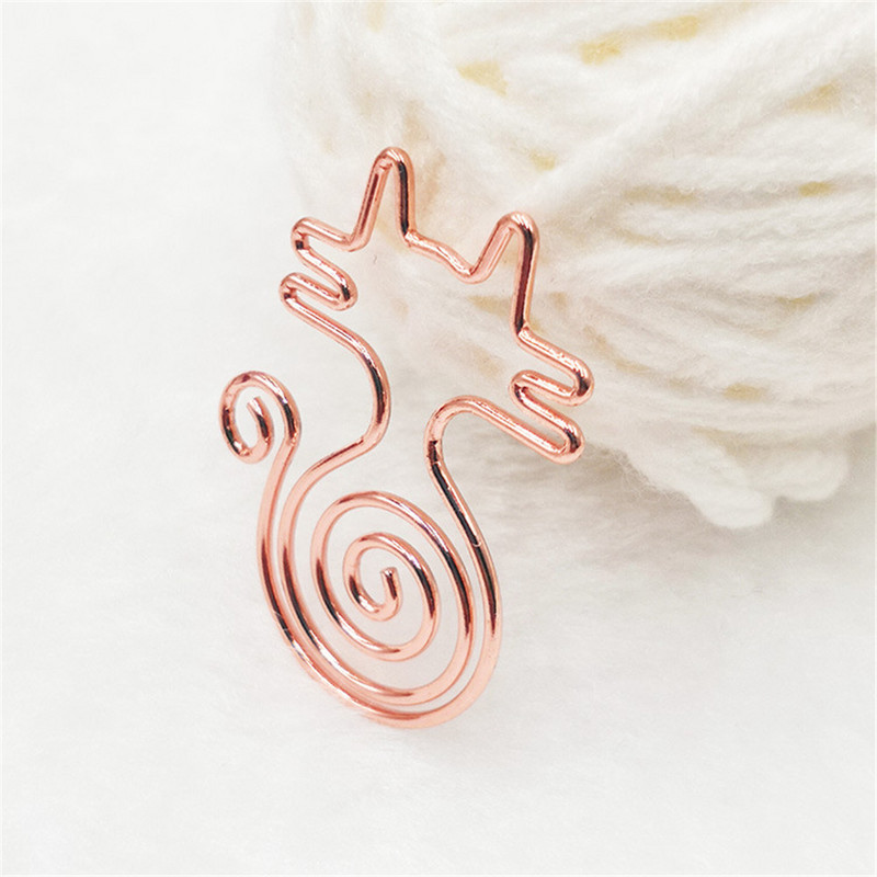 5 bucăți de desene animate scobite agrafe de hârtie în formă de pisică Agrafe pentru notițe Semn de carte din metal Noutate Rechizite de legare pentru birou și școală