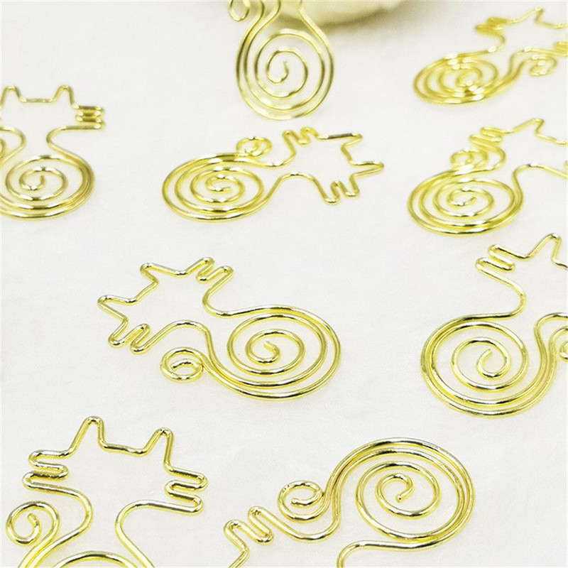 5 bucăți de desene animate scobite agrafe de hârtie în formă de pisică Agrafe pentru notițe Semn de carte din metal Noutate Rechizite de legare pentru birou și școală