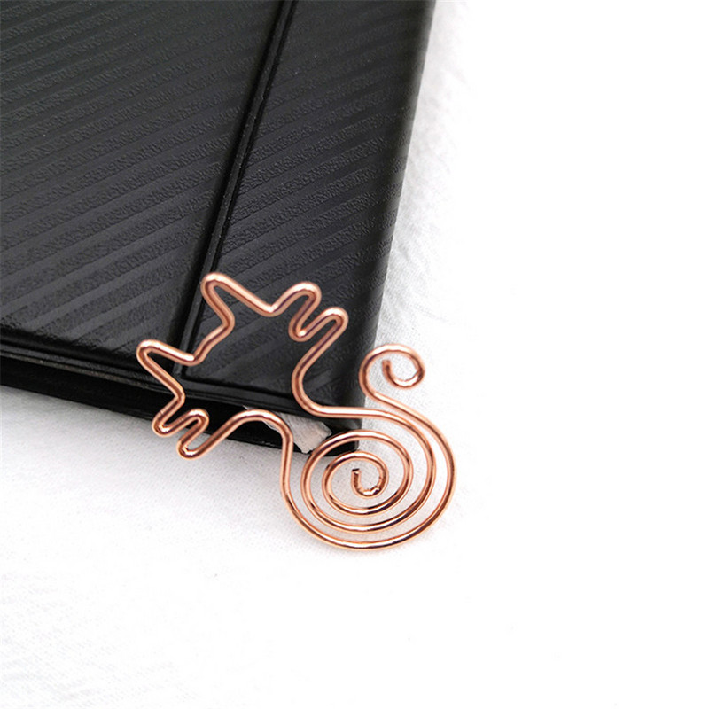 5 bucăți de desene animate scobite agrafe de hârtie în formă de pisică Agrafe pentru notițe Semn de carte din metal Noutate Rechizite de legare pentru birou și școală